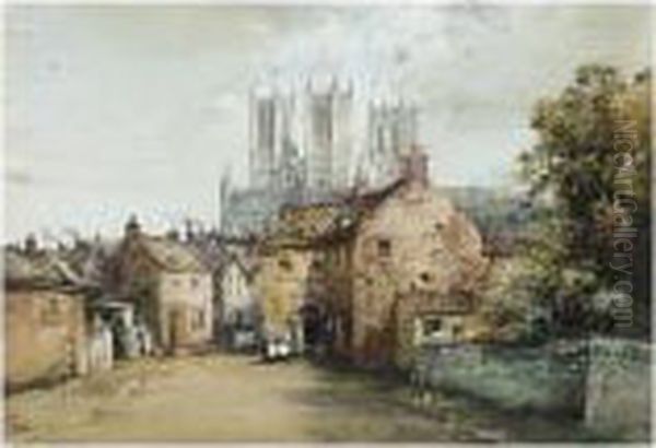 Lincoln Cathedral Oil Painting by Noel Harry Leaver