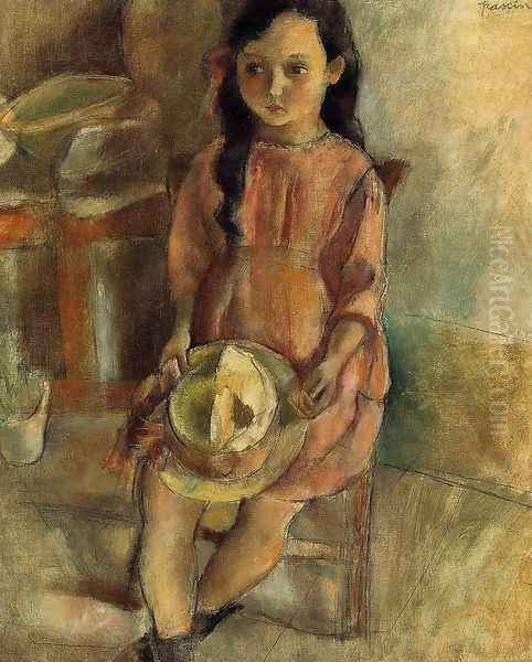 Little Girl with a Hat Oil Painting by Jules Pascin