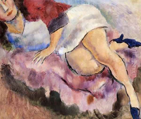 Young Girl Reclining Oil Painting by Jules Pascin