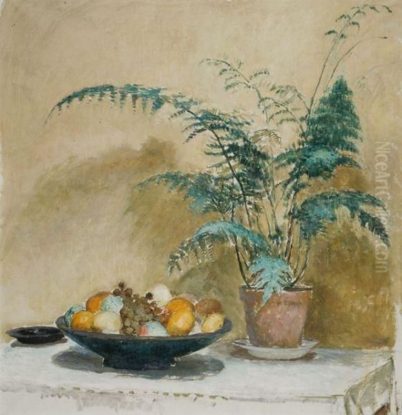 Coupe De Fruits Et Fougere Oil Painting by Henri Lebasque