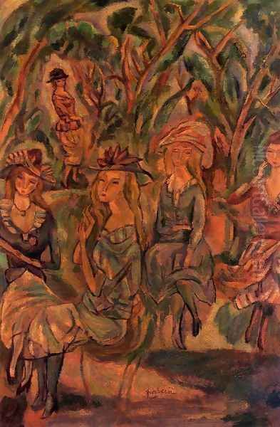 Women in the Park Oil Painting by Jules Pascin