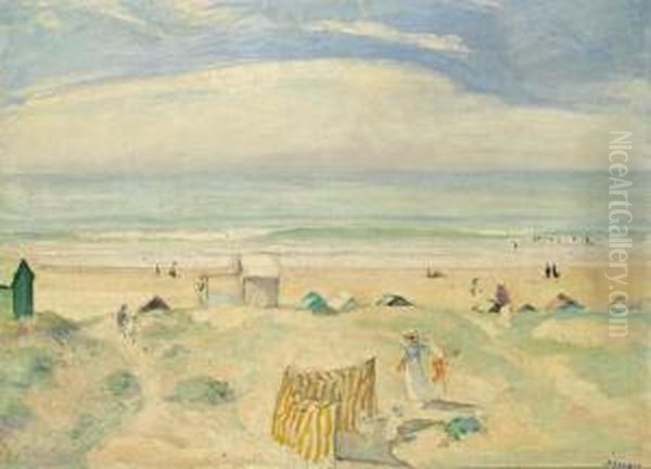 La Plage De Saint-jean-de-monts Oil Painting by Henri Lebasque