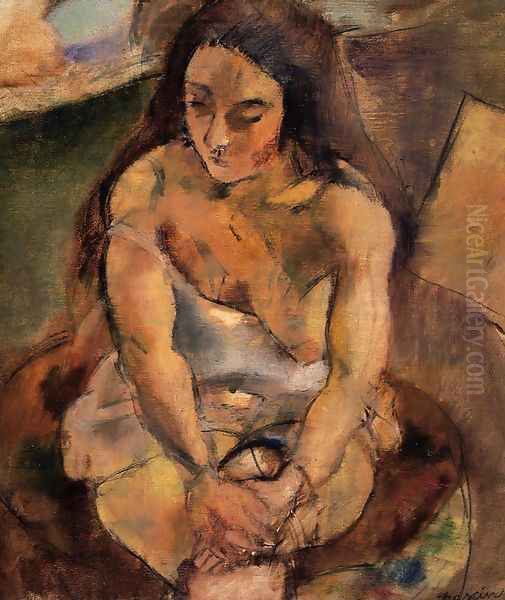 Model on a Stool Oil Painting by Jules Pascin