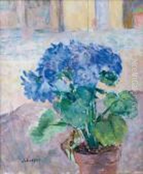 Hortensia Bleu Oil Painting by Henri Lebasque