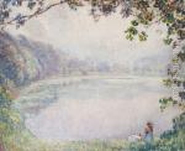 Deux Enfants Au Bord Du Lac Oil Painting by Henri Lebasque