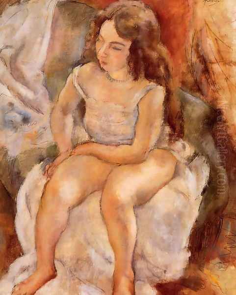 Seated Model Oil Painting by Jules Pascin