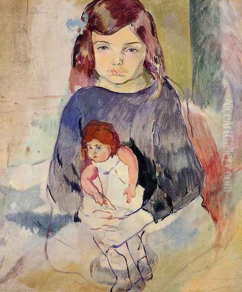 Young Girl with a Doll Oil Painting by Jules Pascin