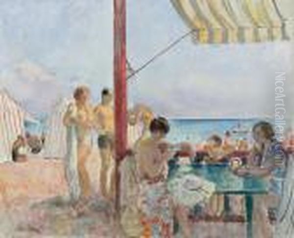 Le Bar Sur La Plage Oil Painting by Henri Lebasque