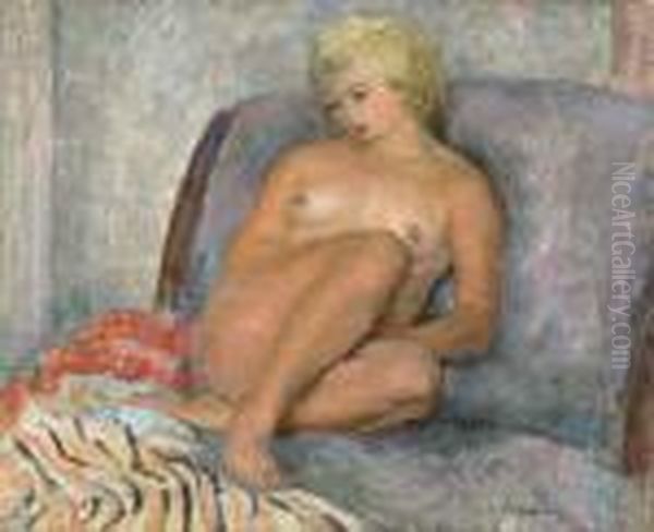 Nu Assis Oil Painting by Henri Lebasque