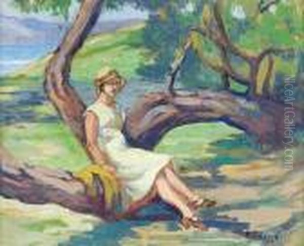 Femme Assise Dans Un Paysage Oil Painting by Henri Lebasque