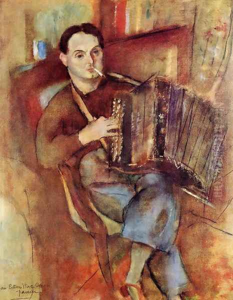 Portrait of Pierre MacOrlan Oil Painting by Jules Pascin