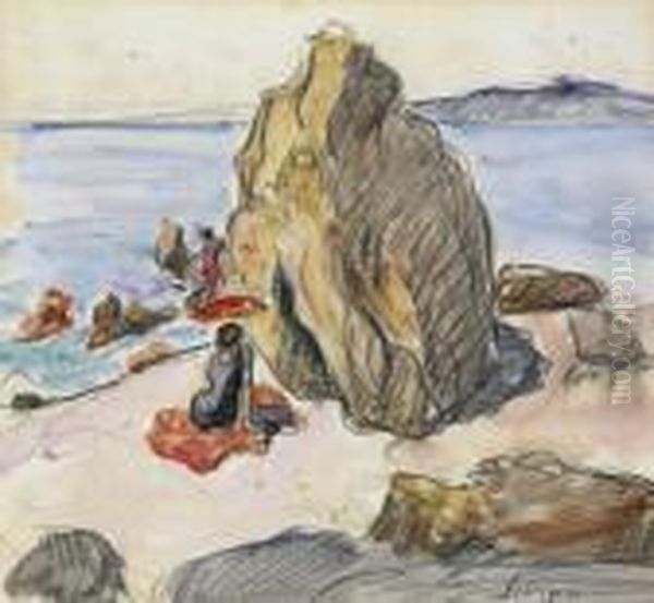 Personnages Sur Une Plage Oil Painting by Henri Lebasque