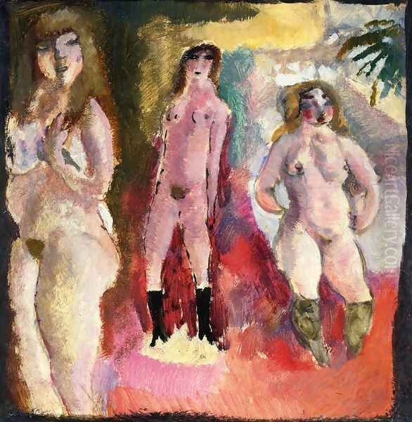 Three Nudes Oil Painting by Jules Pascin