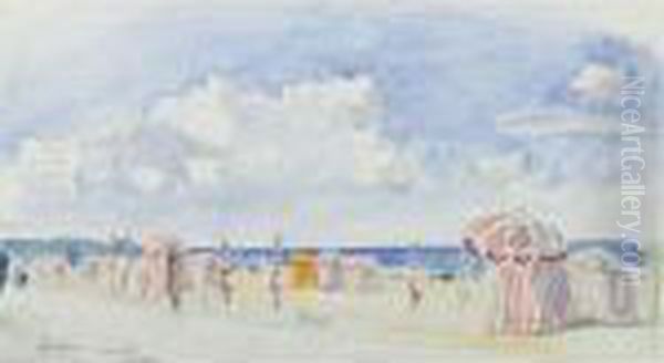 La Plage De Deauville Le Matin Oil Painting by Henri Lebasque