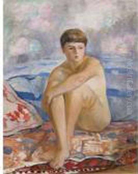 Femme Nue Assise Sur La Plage Oil Painting by Henri Lebasque