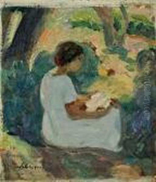 Jeune Femme Lisant Sous Un Abre Oil Painting by Henri Lebasque