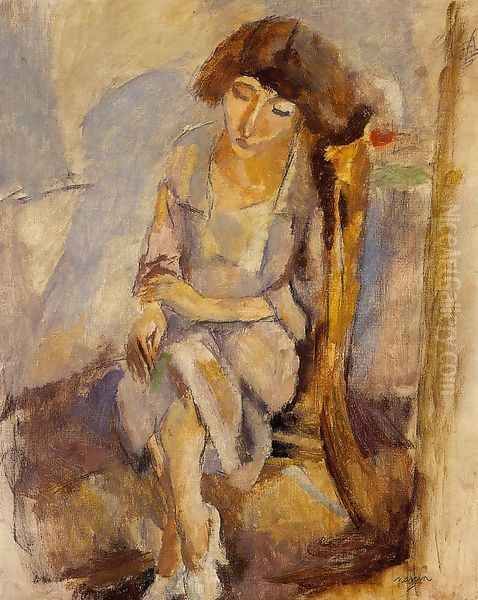 Seated Portrait of Hermine David Oil Painting by Jules Pascin