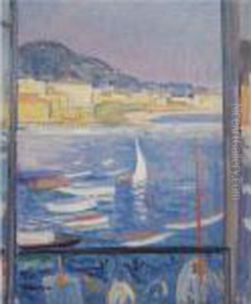 Villefranche-sur-mer, Fenetre Ouverte Sur Le Port Oil Painting by Henri Lebasque