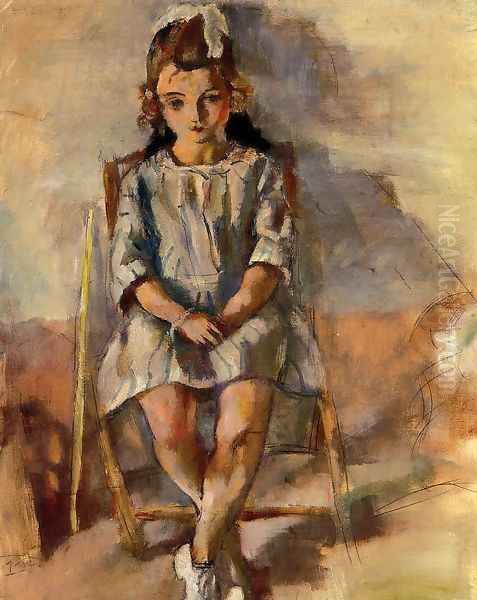 Seated Young Girl II Oil Painting by Jules Pascin