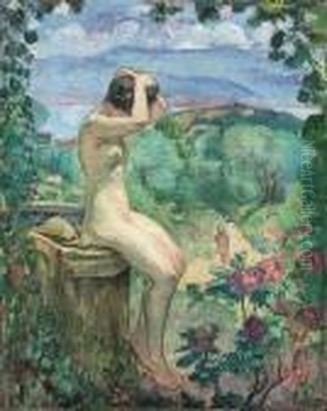 Nu A La Fontaine Oil Painting by Henri Lebasque