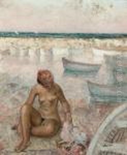 Baigneuse Assise Sur La Plage Oil Painting by Henri Lebasque