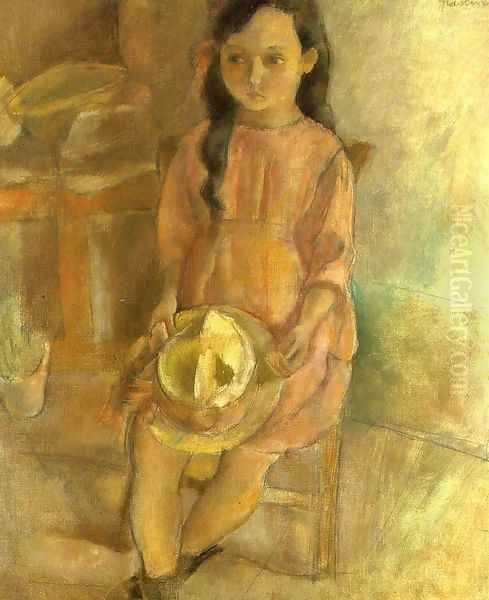 Seated Young Girl I Oil Painting by Jules Pascin