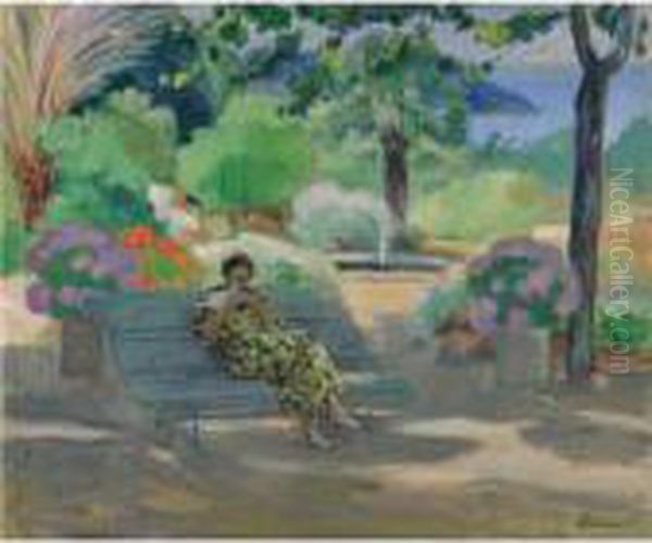 Le Pradet, Jeune Fille A La Colombe Oil Painting by Henri Lebasque