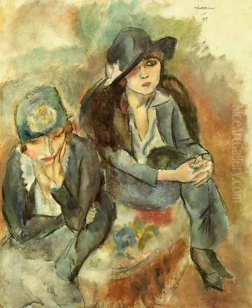 Hermine David and Friend Oil Painting by Jules Pascin