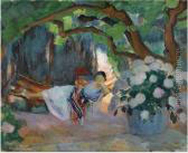 Le Pradet, Jeune Femme Au Hamac (nono) Oil Painting by Henri Lebasque