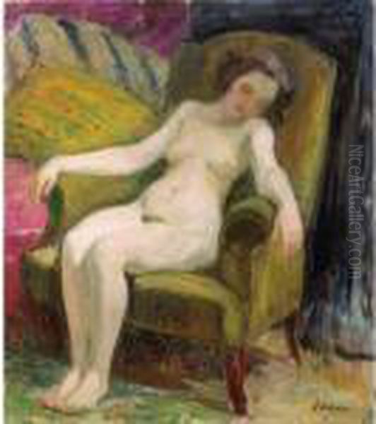 Nu Dans Un Fauteuil Oil Painting by Henri Lebasque