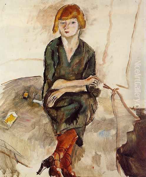 Young English Woman Oil Painting by Jules Pascin