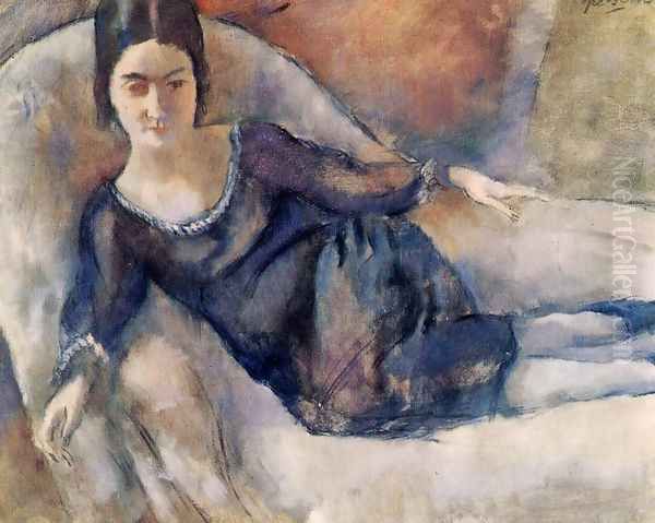 Lady on a Sofa Oil Painting by Jules Pascin