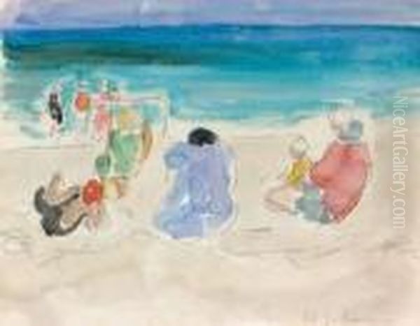 A La Plage Oil Painting by Henri Lebasque