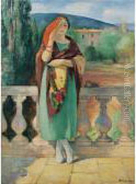 Jeune Fille A L'eventail (nono) Oil Painting by Henri Lebasque