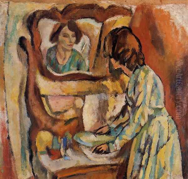 Woman Washing Herself Oil Painting by Jules Pascin