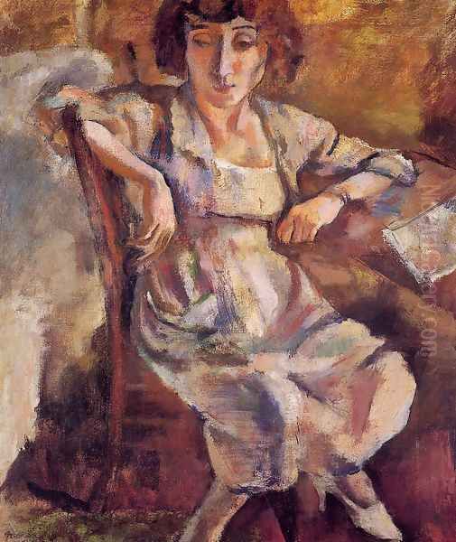 Hermine on a Chair Oil Painting by Jules Pascin