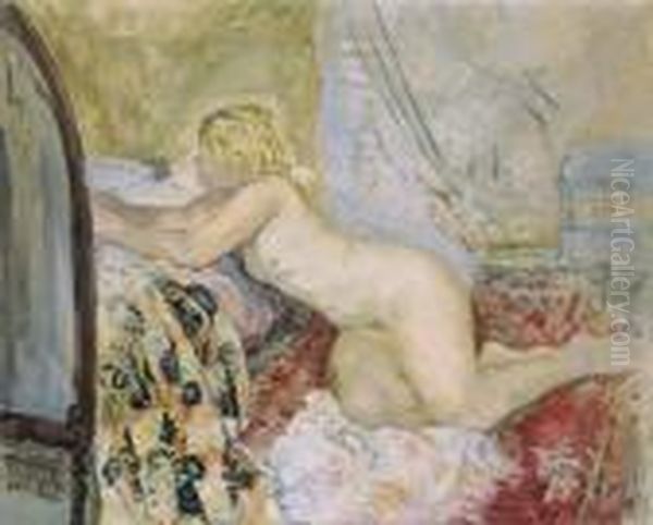 Nu Allonge Contre Un Lit Oil Painting by Henri Lebasque