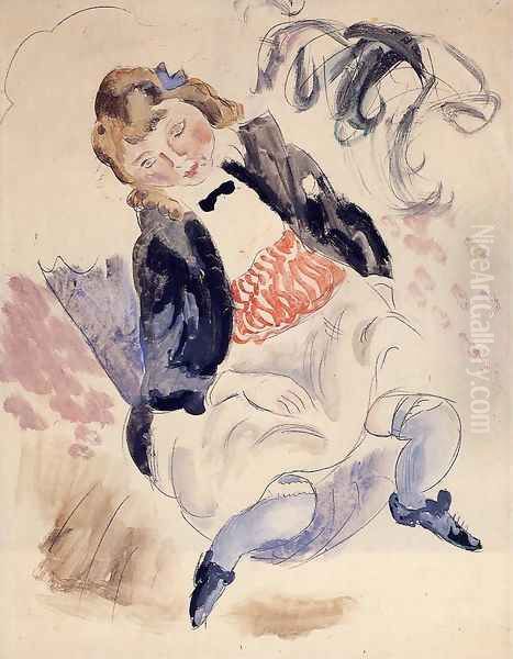 Seated Young Girl Oil Painting by Jules Pascin