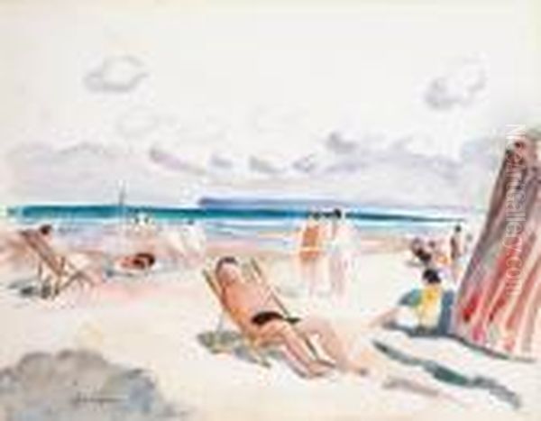 La Plage Oil Painting by Henri Lebasque