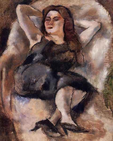 Woman on a Divan Oil Painting by Jules Pascin