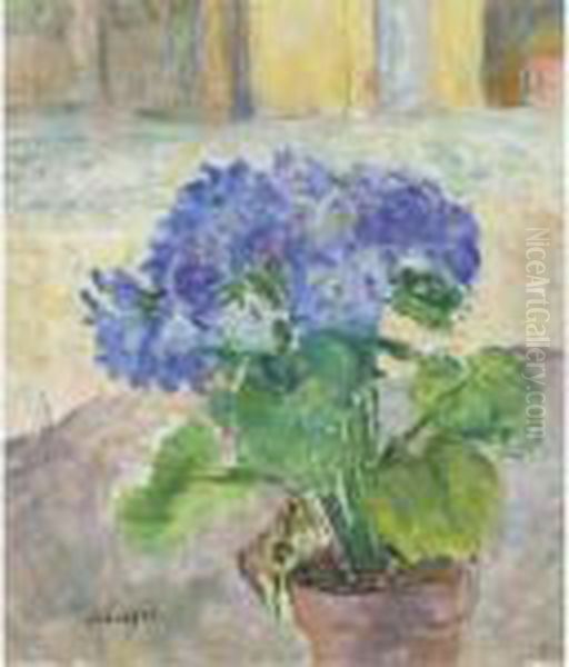 Vase D'hortensias Oil Painting by Henri Lebasque