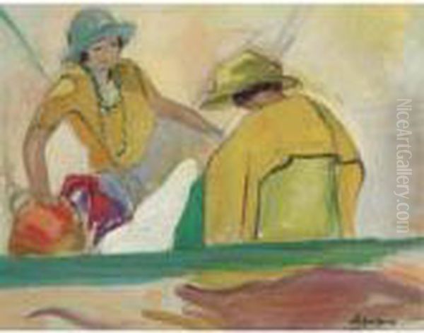 Deux Jeunes Filles Sur La Plage Oil Painting by Henri Lebasque