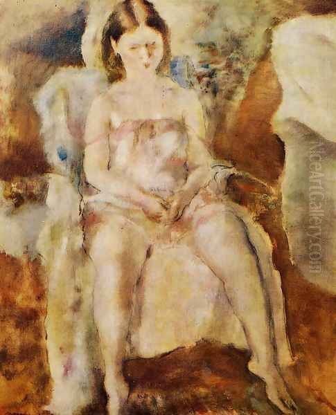 Seated Young Girl III Oil Painting by Jules Pascin