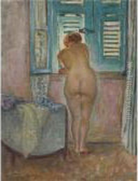 Nu De Dos Devant La Fenetre Oil Painting by Henri Lebasque