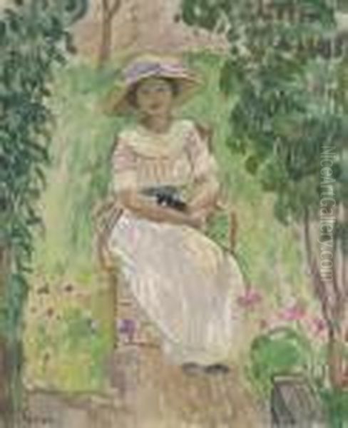 Femme Assise Dans Le Jardin Oil Painting by Henri Lebasque