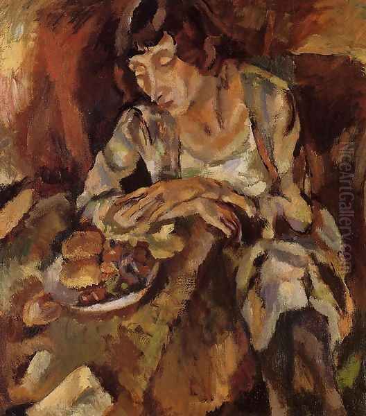 Hermine with Fruit Oil Painting by Jules Pascin