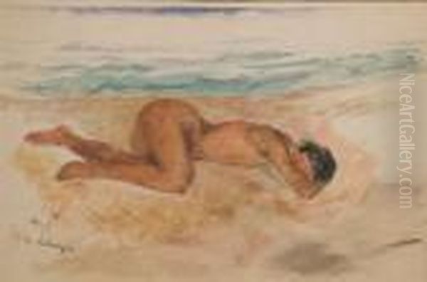 Femme Endormie Sur La Plage Oil Painting by Henri Lebasque