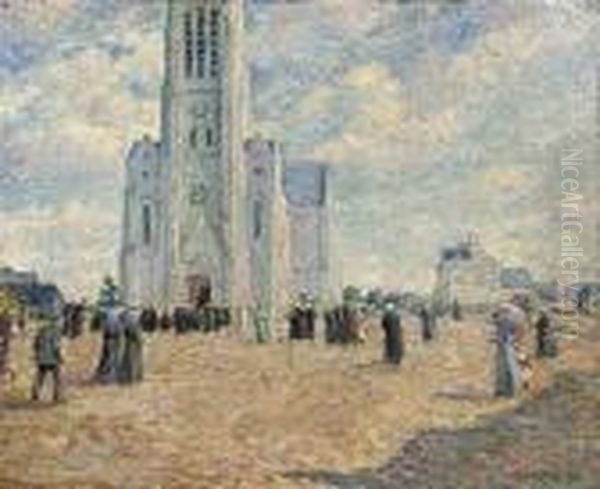 La Place De L'eglise, Bretagne Oil Painting by Henri Lebasque