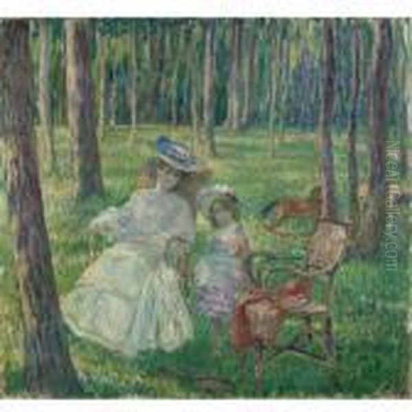 Mere Et Enfant Dans Le Parc Oil Painting by Henri Lebasque