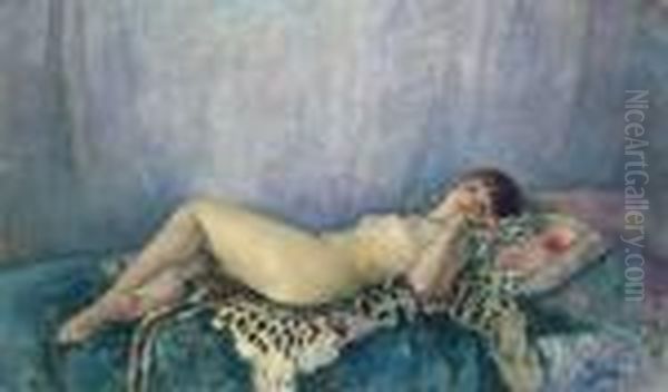 Nu A La Peau De Leopard Oil Painting by Henri Lebasque